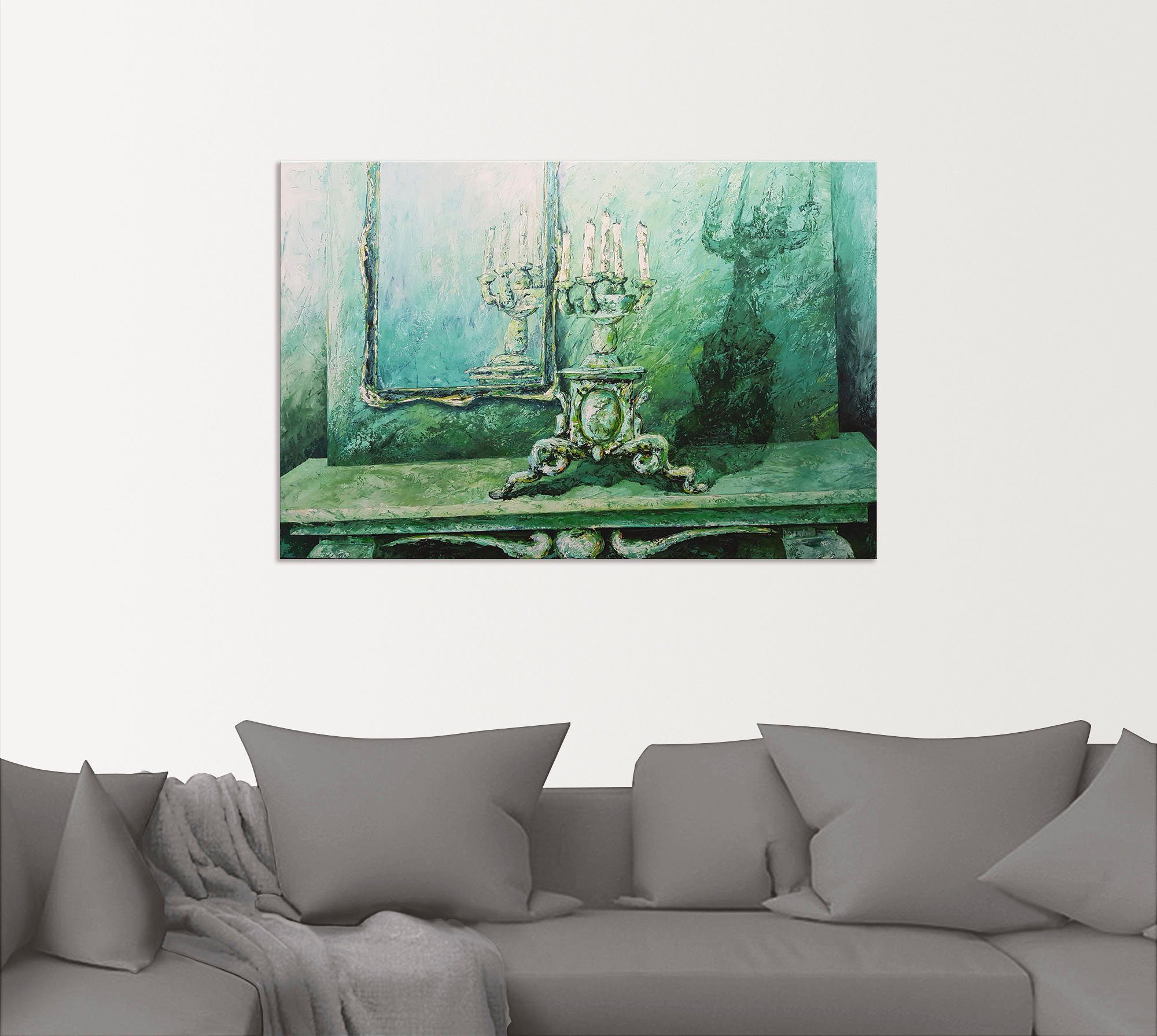 in Alubild, versch. Leuchter St), Leinwandbild, (1 Größen Artland Wandaufkleber Barocker oder Wandbild Poster grün, als Innenarchitektur