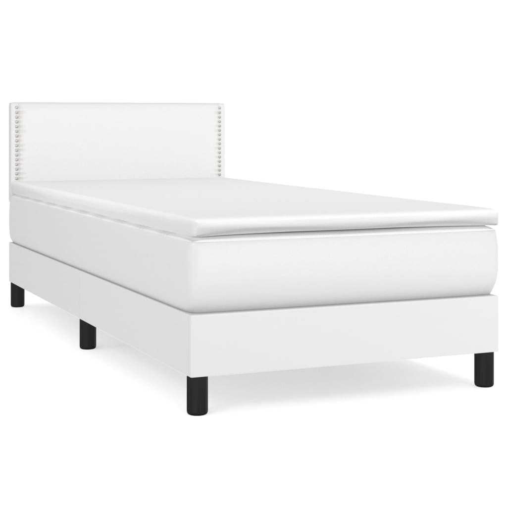 vidaXL Bett Boxspringbett mit Matratze Weiß 100x200 cm Kunstleder