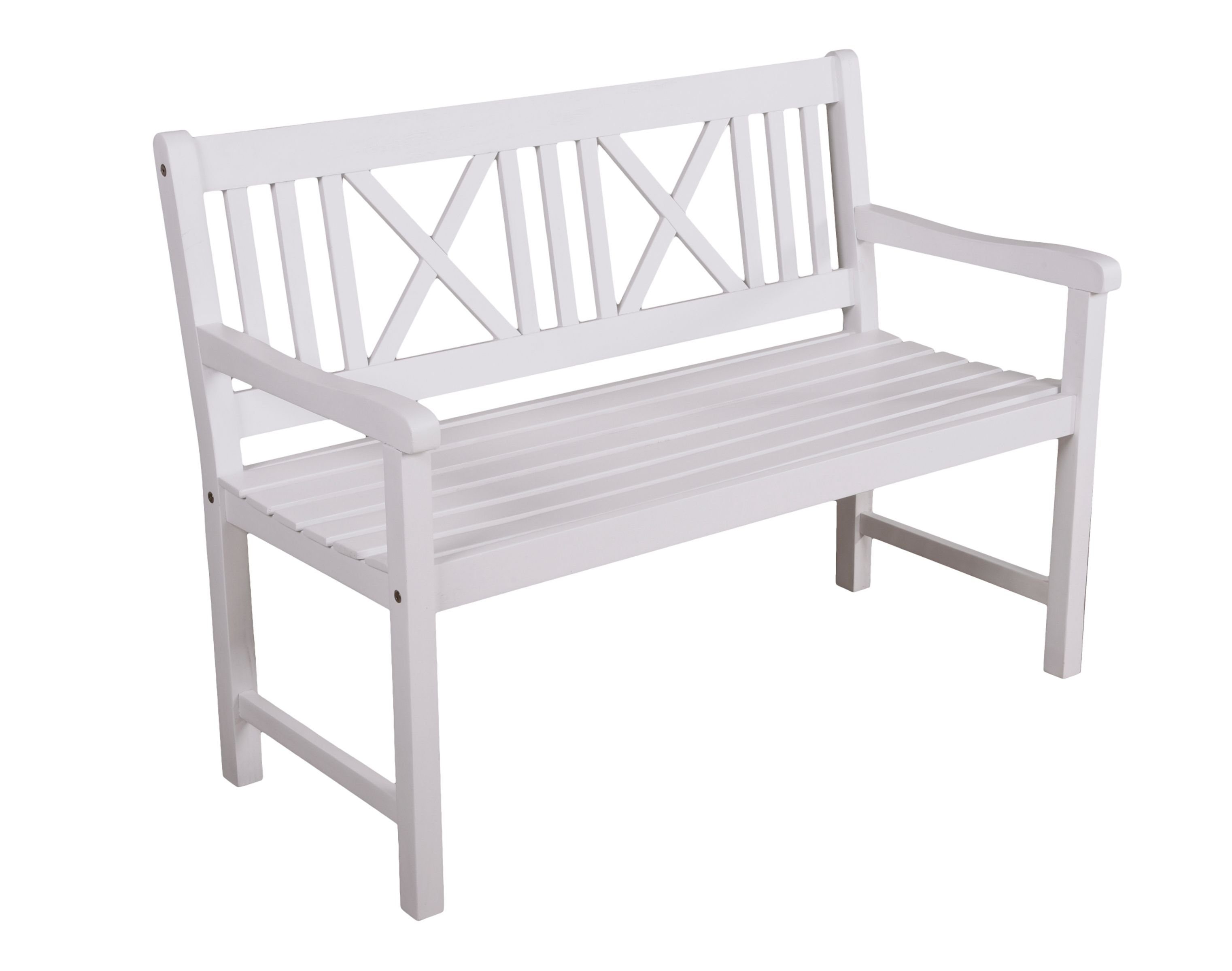 Gravidus Gartenbank Bank MALMÖ Sitzbank 2-Sitzer Holz Weiß