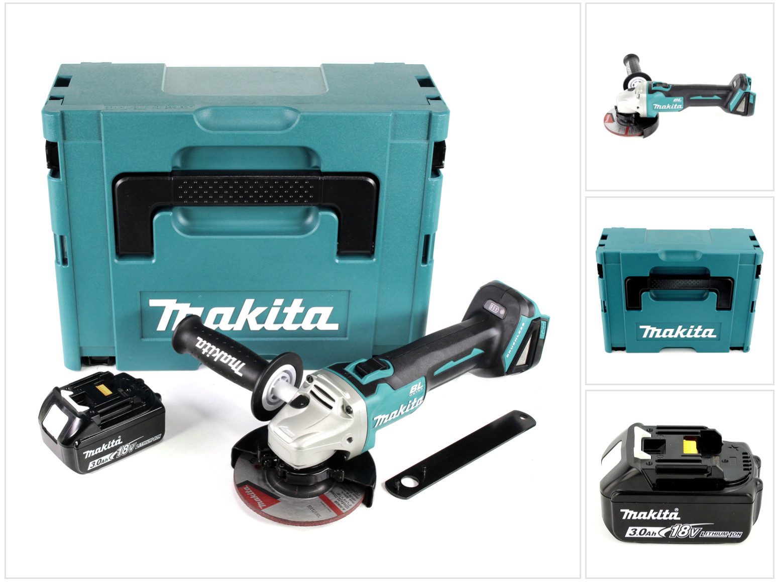 Makita Akku-Winkelschleifer DGA 504 F1J 18V 125mm Brushless + 1x Akku 3,0Ah + Makpac