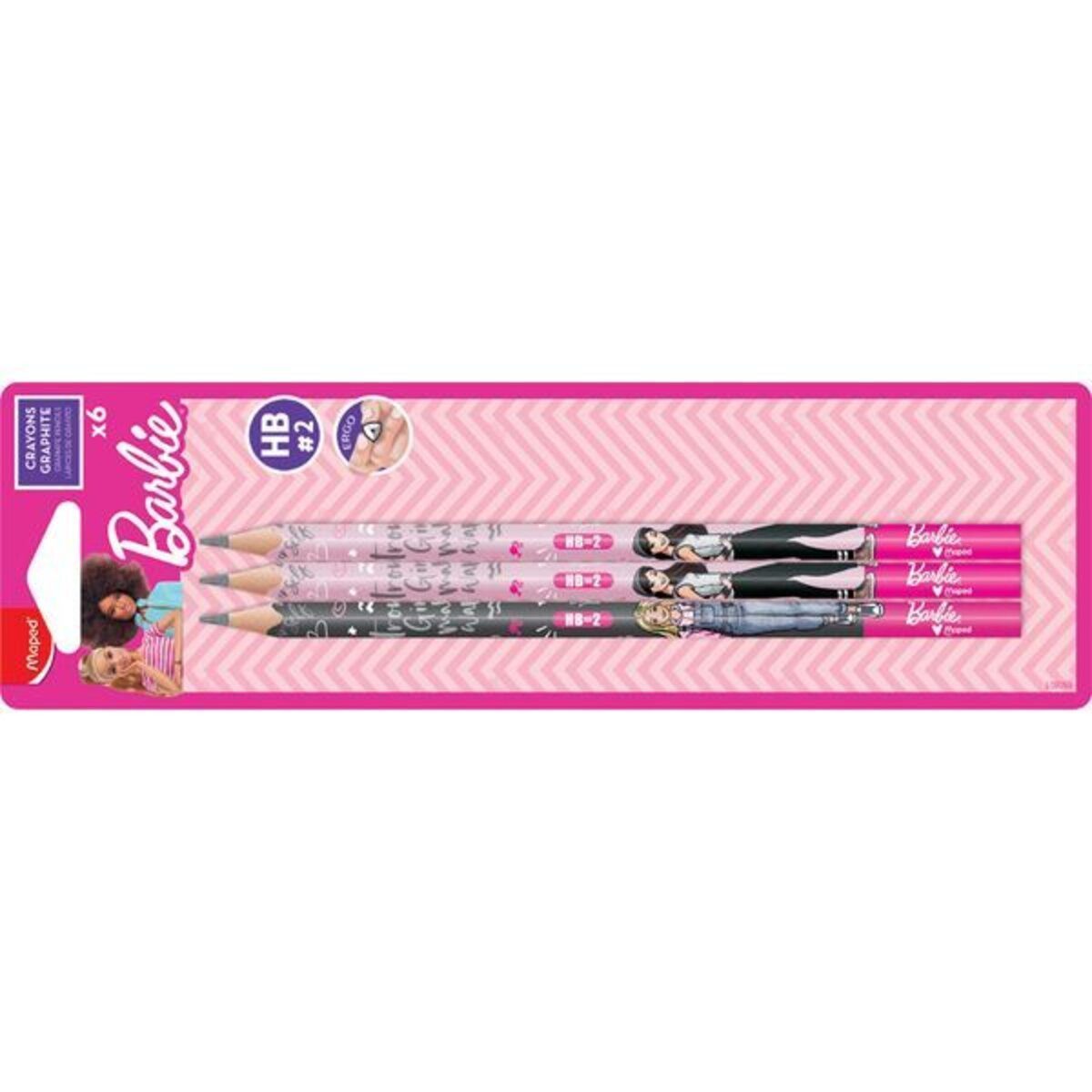 MAPED Bleistift Maped Bleistift Barbie, mit Radierer, HB, 6er Blister