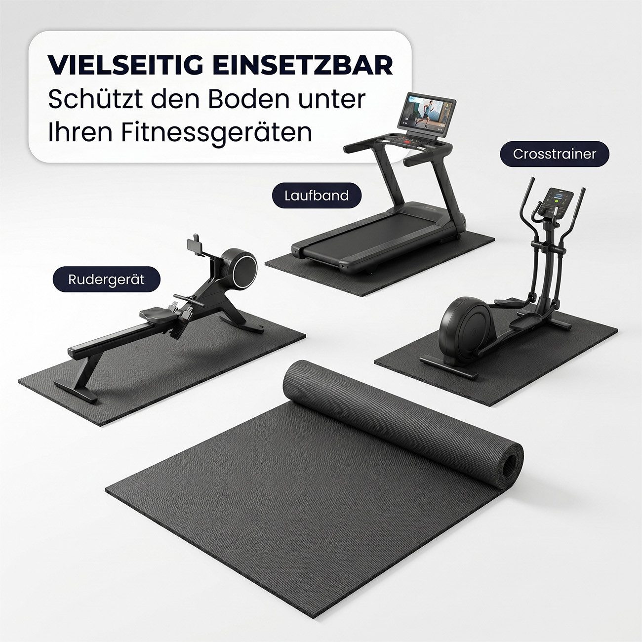 ANRO Fitnessmatte Globi Sport 8mm stark isolierend rutschfest, zuschneidbar, Spielmatte (Kein Set, 1-St., Einteilig), vibrations- und schalldämpfend Größe: 100x65cm Uni Grau
