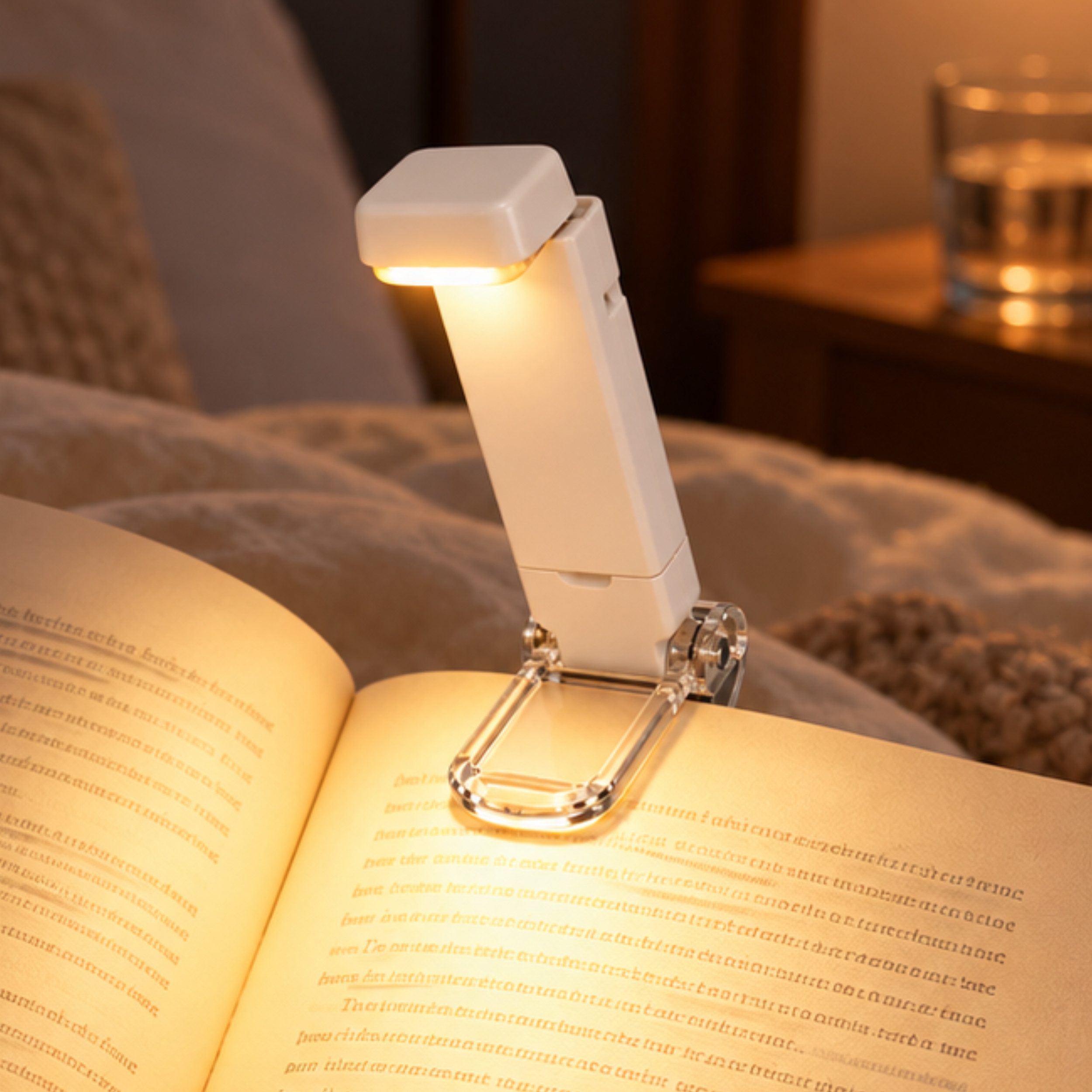 PlugUp LED Leselampe Leselampe zum Klemmen, 3 Helligkeitsstufen, USB-aufladbar, Drehbare Klemmleuchte, LED fest integriert, Warmweiß, LED-Leselampe zum Klemmen mit 3 Helligkeitsstufen