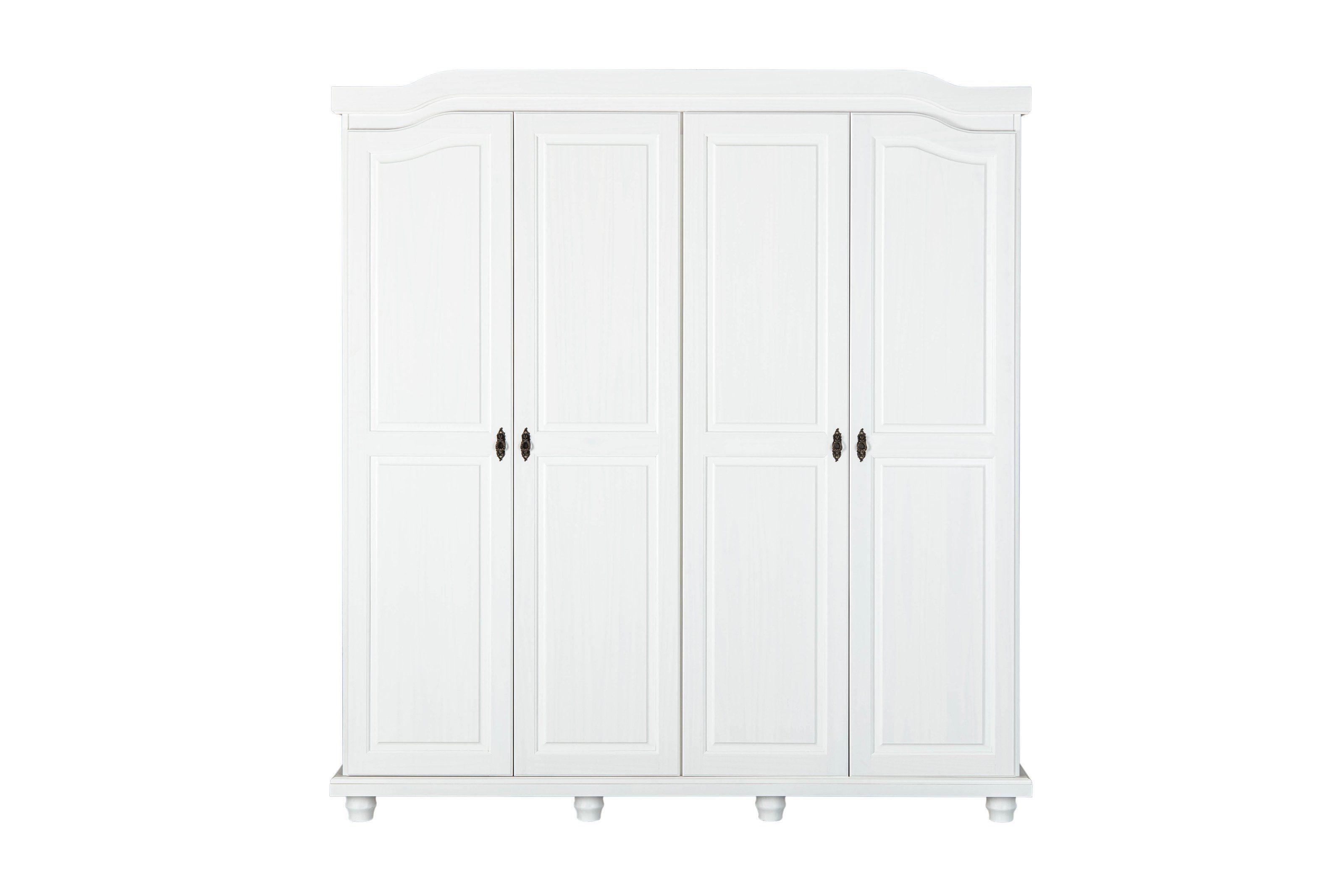 Isny Massivholz und 2 60 Einlegeböden 198 Kleiderschrank mit aus (B/H/T weiß in Türen 4 197 möbelando x cm) x