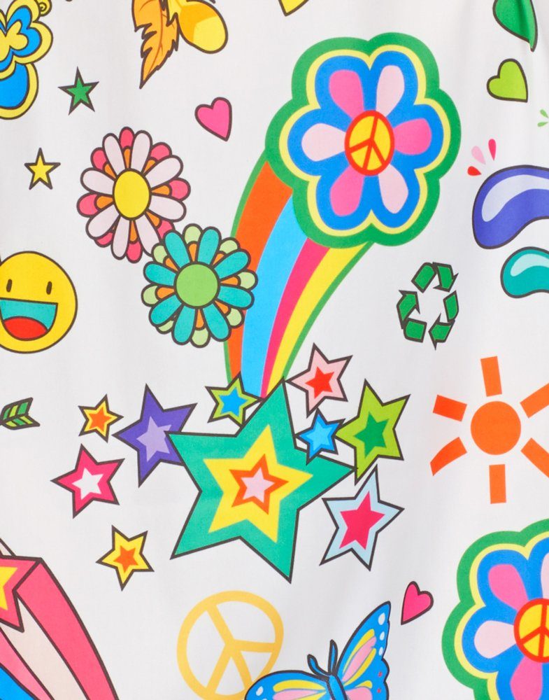 andrea-moden Kostüm Hippie Flower Power Damen Kleid 'Hope', Weiß Bunt