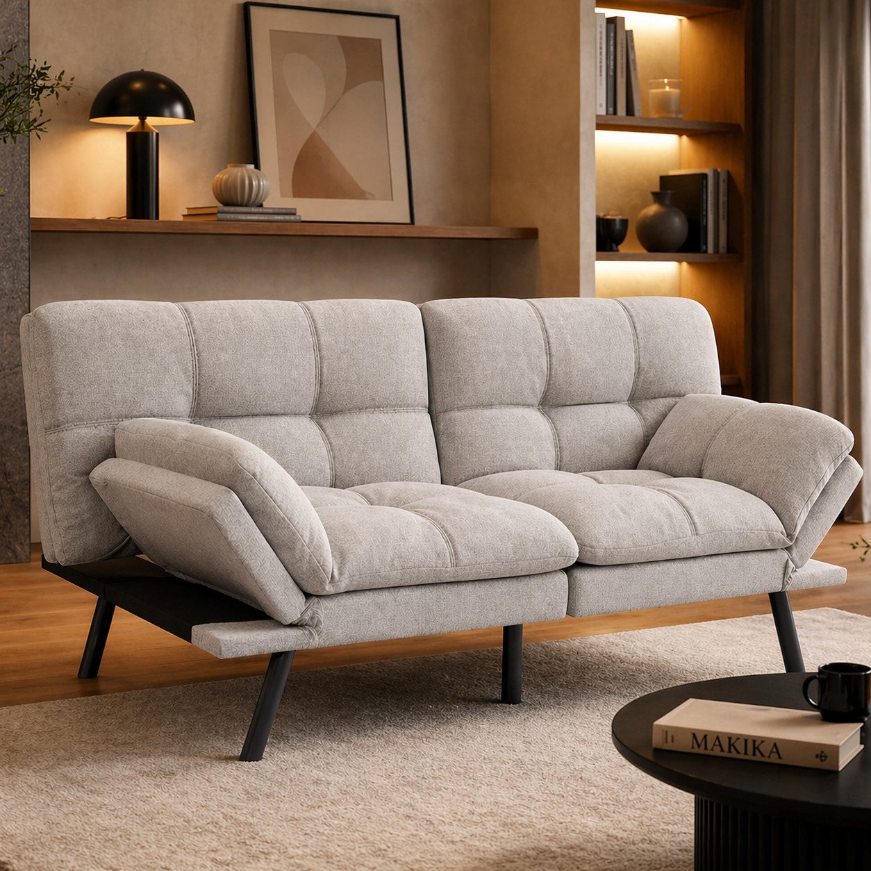 Makika Relaxliege Schlafsofa Schlafcouch 3-Sitzer verstellbar Schlaffunktion Paul Grau