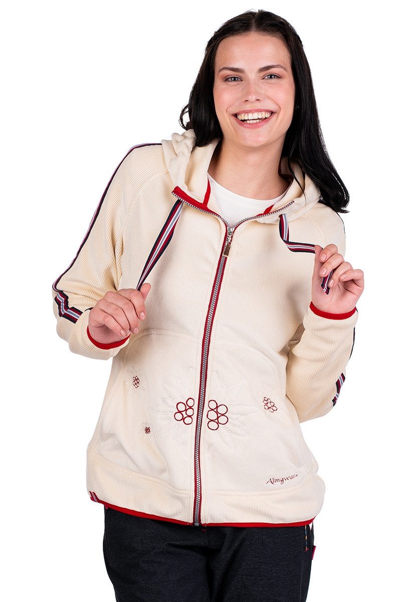 Almgwand Outdoorbluse Outdoorjacke Damen - PENGELSTEIN - offweiß/rot