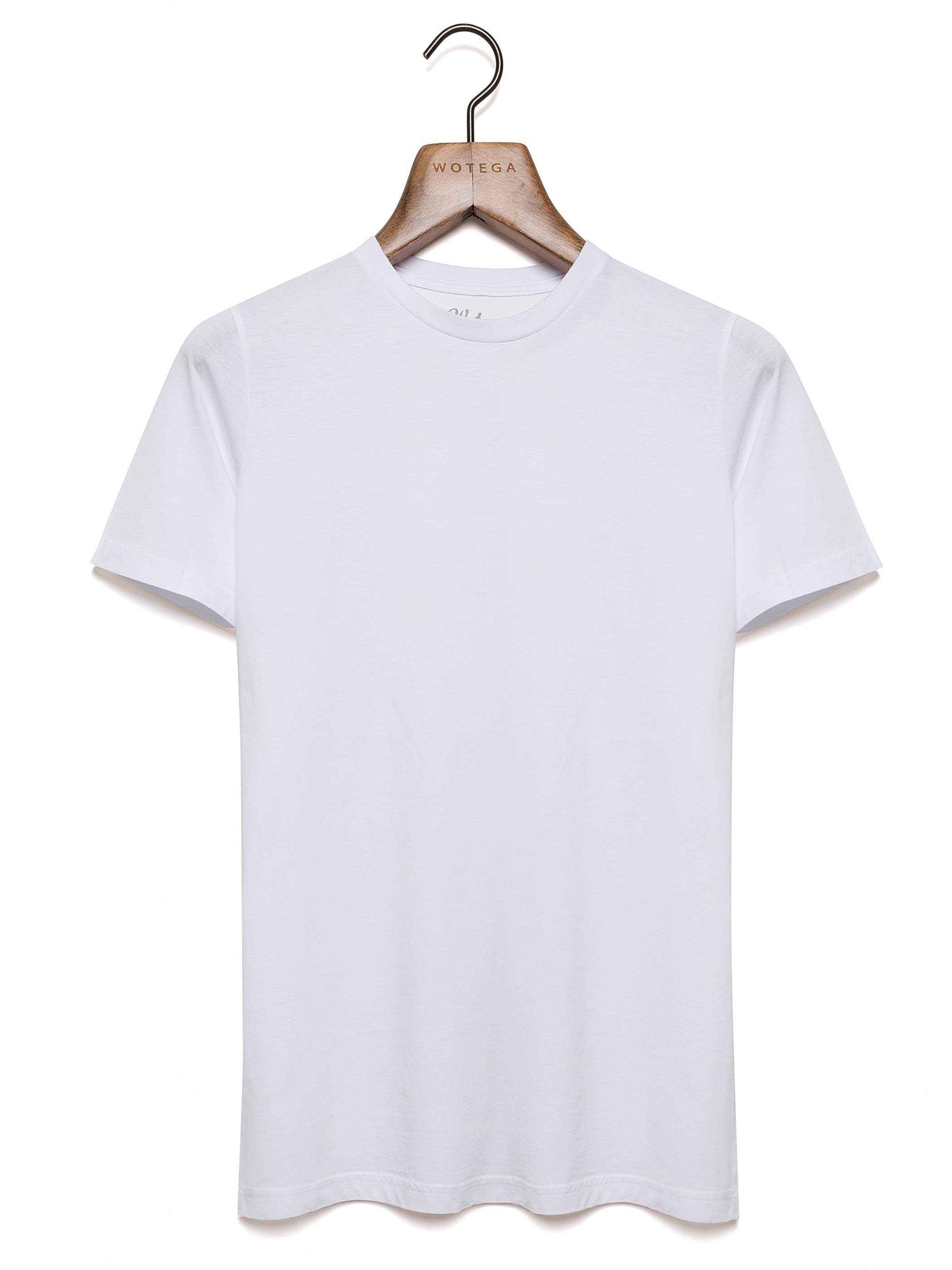 Neck Weiß (Set) 114001) Rundhalsshirt modernes Basic T-Shirt Alton WOTEGA Crew white Tee (brilliant
