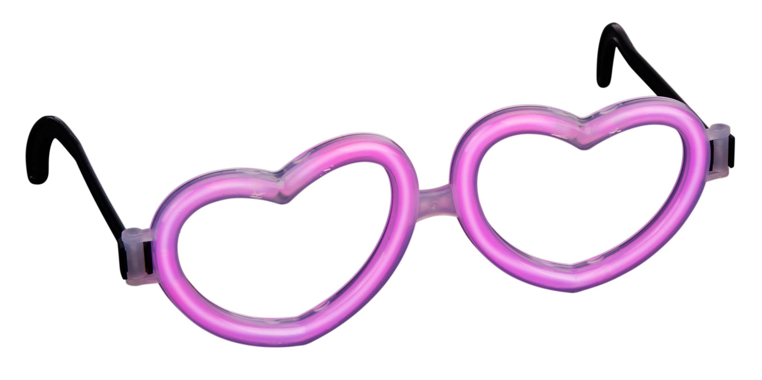 EDCO Partyanzug PARTYBRILLE Leuchtende Brille aus Kunststoff Knicklichter 65 (Herz), Knicklicht Gläser Aufleuchten Spassbrille Party Lustige Brille