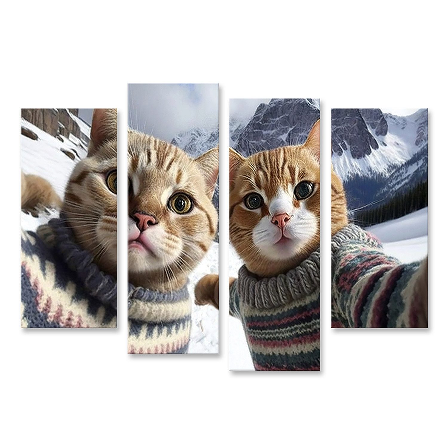 islandburner Leinwandbild Katzen in Pullovern machen Selfie lustige Haustiere Urlaub B Bilder