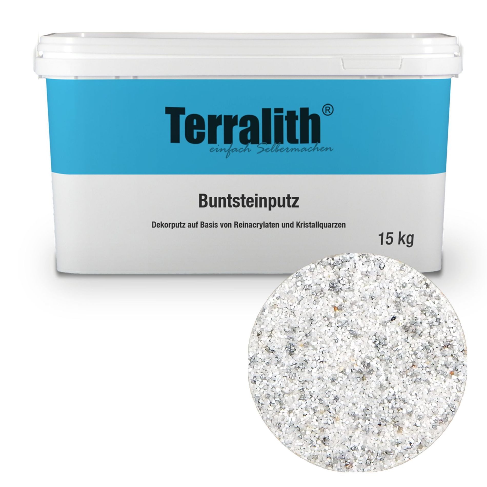 Terralith® Kunstharzputz Buntsteinputz Mosaikputz 2mm -15 kg- BSP110 (Eimer, Verarbeitungsfertig) Dekorationsputz aus Marmor-Granulat bzw. eingefärbter Körnung