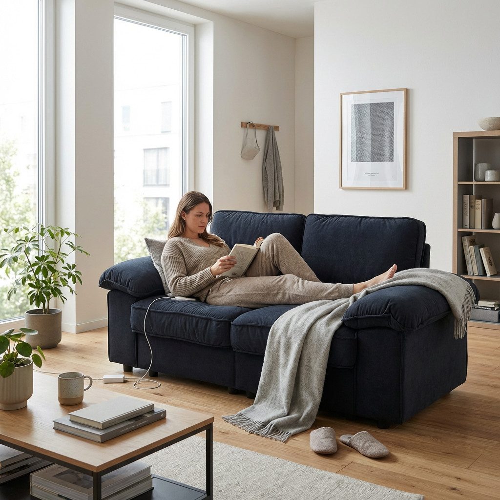 STILVORA Schlafsofa 2 Sitzer sofa mit Stauraum Zweisitzer für Wohnzimmer, Schlafzimmer, 2-Sitzer Sofa mit Stauraum, Versteckter Stauraum unter Sitz, Taschenfederkern mit Schaumstoff