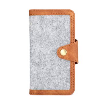 K-S-Trade Handyhülle für Xiaomi Redmi Note 11, Handyhülle Schutzhülle Filz-Hülle Kunst-Leder hellgrau braun