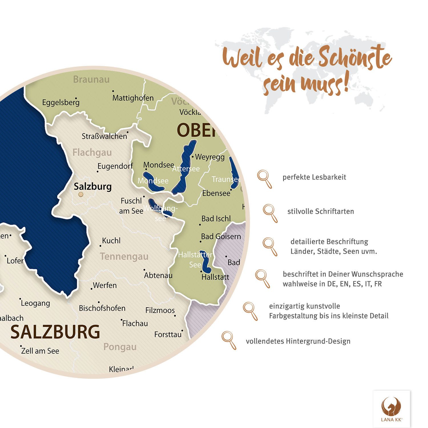 LANA KK Poster Österreichkarte, deutsche Beschriftung