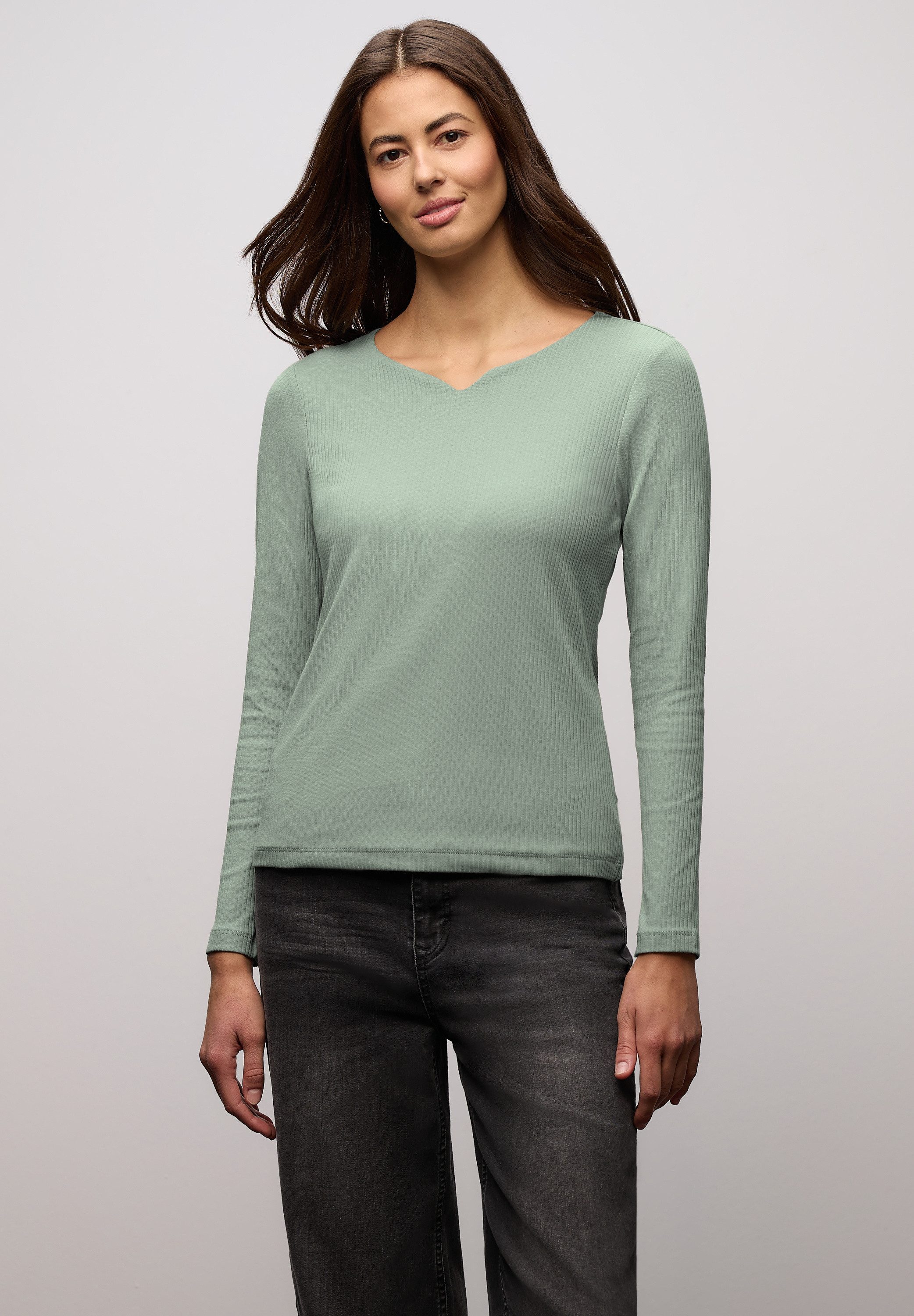 STREET ONE Langarmshirt aus Baumwolle mit Stretchante