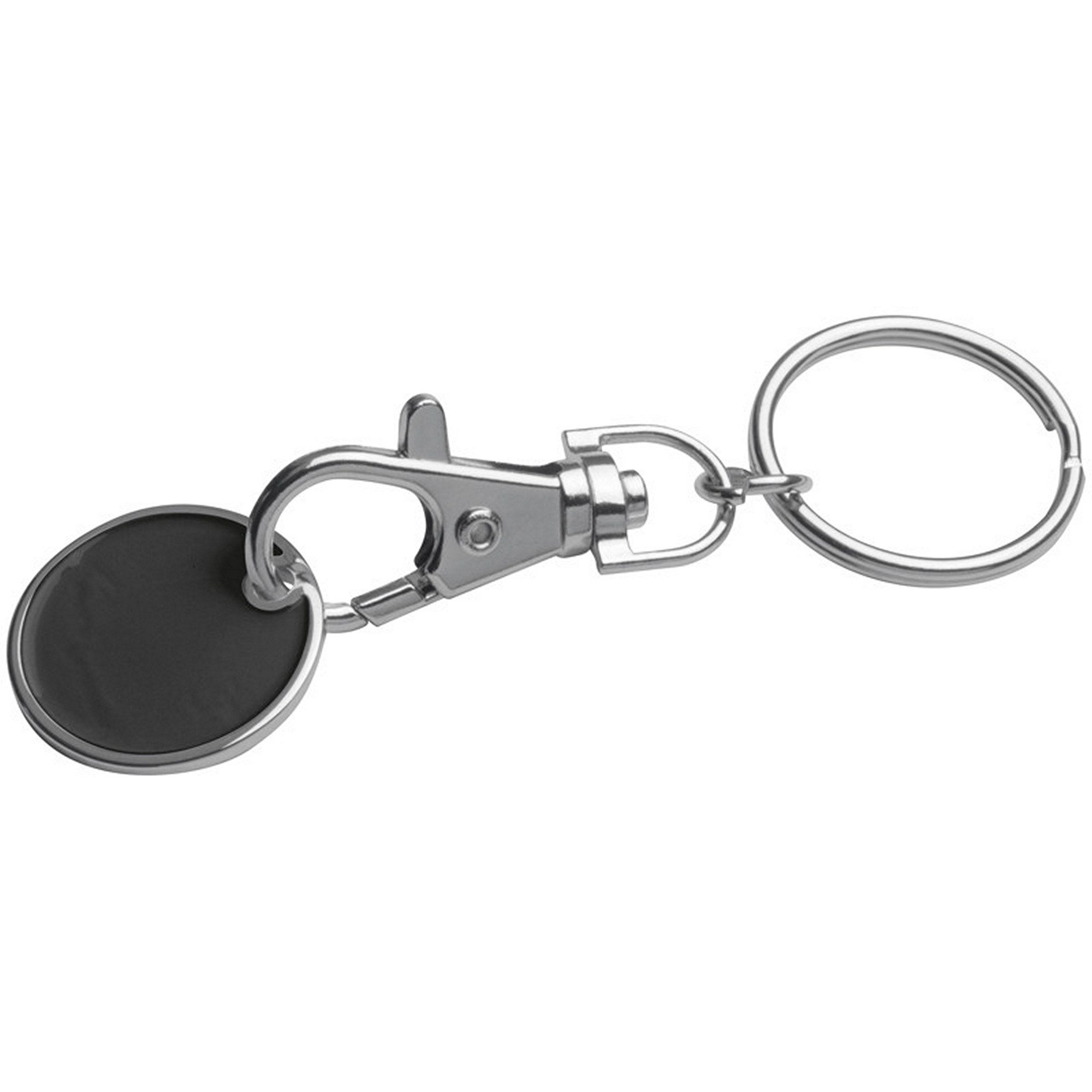 Schlüsselanhänger Metall Schlüsselanhänger mit Einkaufschip / Farbe: schwarz