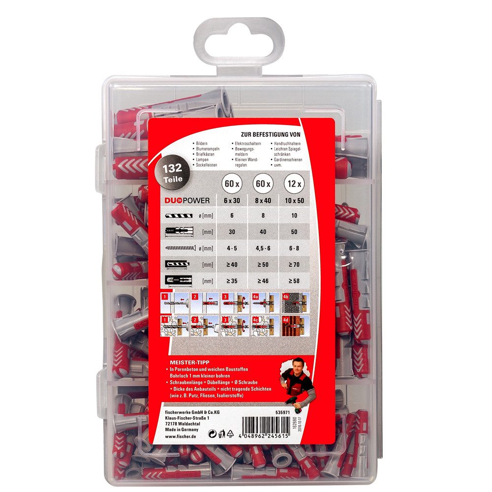 fischer Dübel-Set Meister-Box DUOPOWER, (132-tlg)