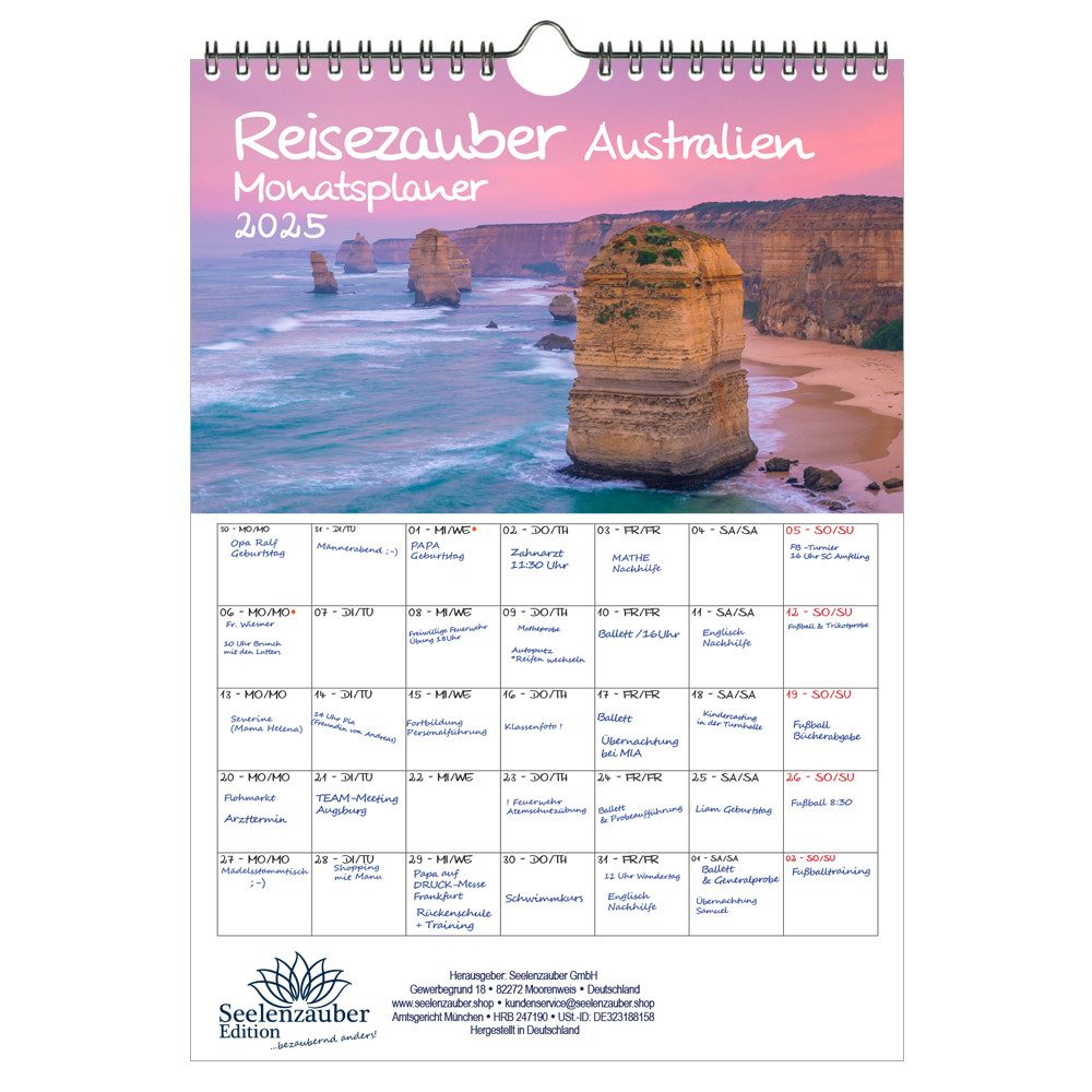 Seelenzauber Wandkalender Reisezauber Australien Wand- Planer Kalender für 2025 DIN A4 Urlaub