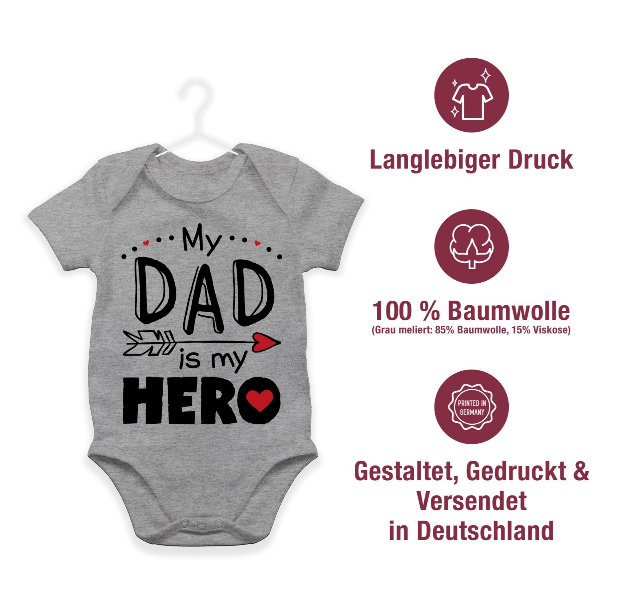 Dad Herzen 2 Hero Shirtbody my My Baby meliert Geschenk Grau Shirtracer is Vatertag