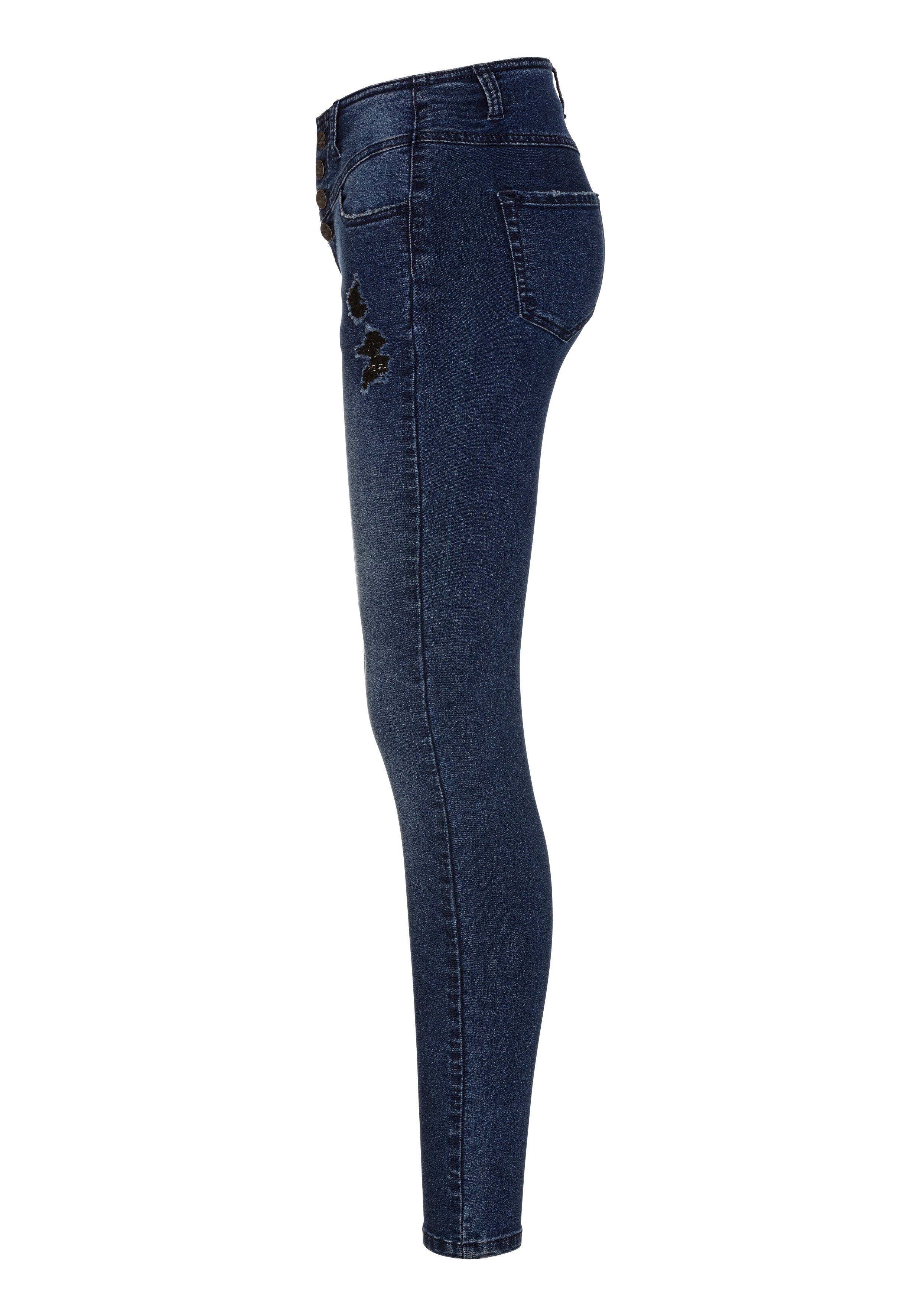 Waist Arizona Stretch dark-blue-used High Skinny-fit-Jeans Ultra