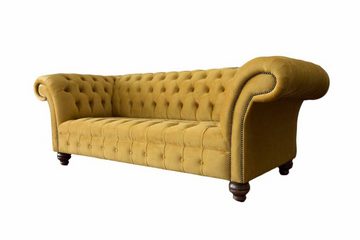 JVmoebel Chesterfield-Sofa, Sofa Dreisitzer Wohnzimmer Chesterfield Klassisch Design Gelb Couch