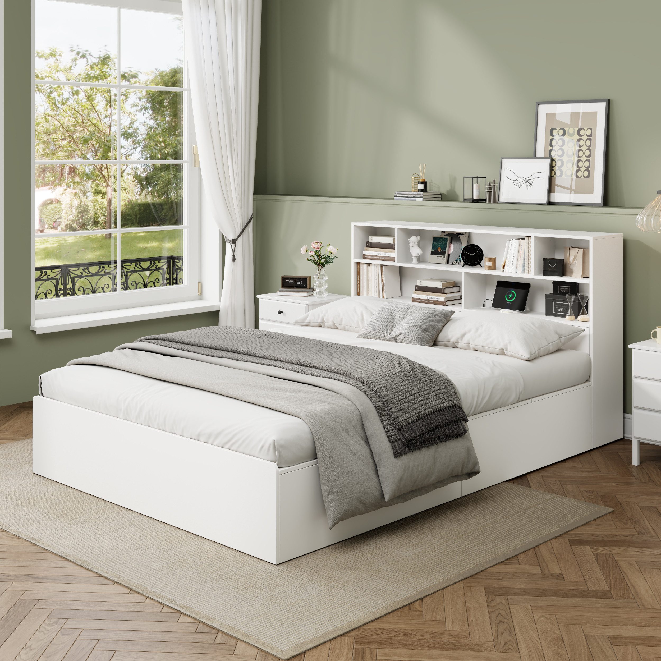 Flieks Holzbett, Doppelbett 140x200cm mit 8 günstig online kaufen