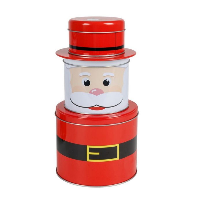 BURI Vorratsdose Weihnachtliche Gebäckdosen Figur 3er-Set Plätzchendose Keksdose Vorratsdose Deko Metall