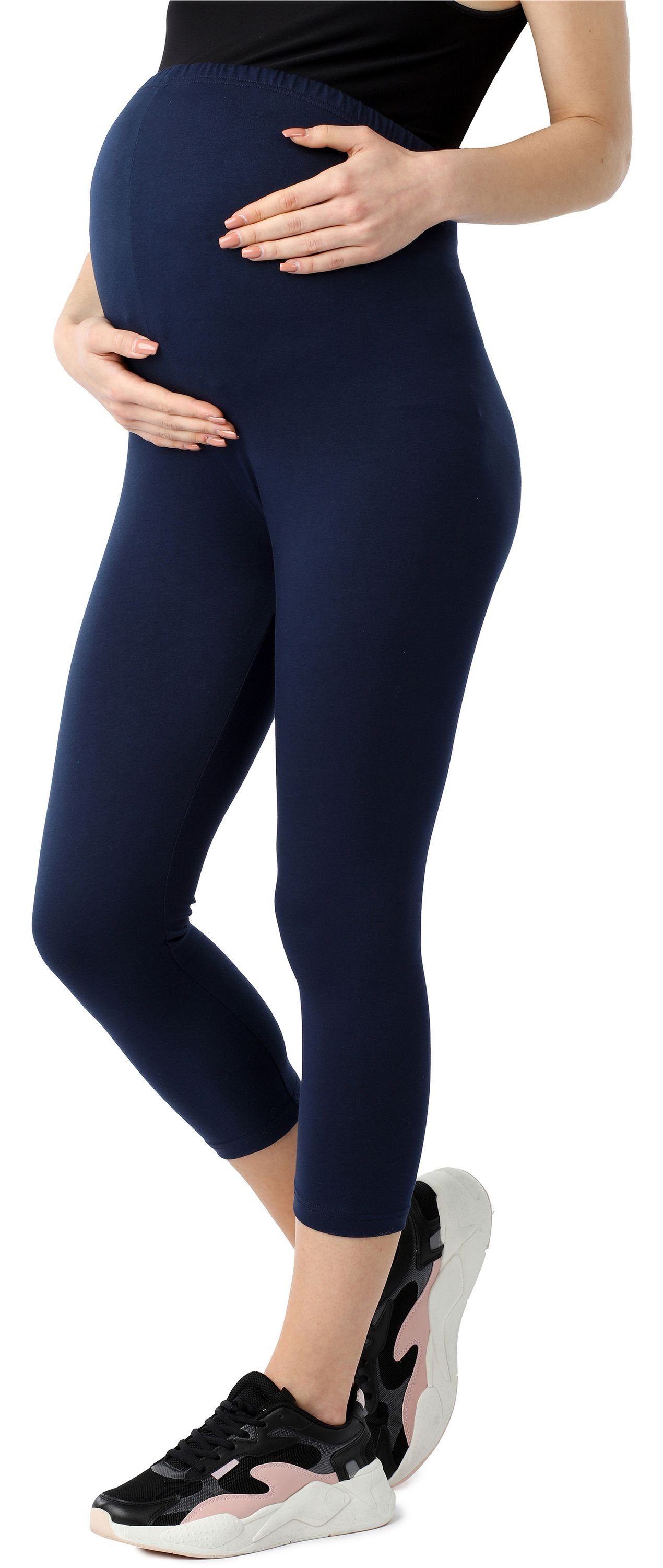 Be Mammy Umstandsleggings Damen 3/4 Umstandsleggings aus Bio-Baumwolle BE20-284 (1-tlg) elastischer Bund