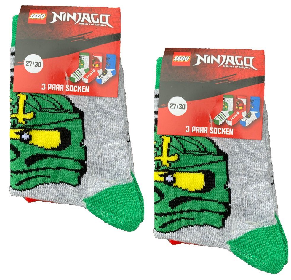 LEGO® Feinsocken LEGO® NINJAGO SOCKEN JUNGENSOCKEN Kinderstrümpfe Strümpfe Kniestrümpfe Jungen + Mädchen 27/30 31/34 35/38 Grau (6 Paar Kindersocken) 6Paar