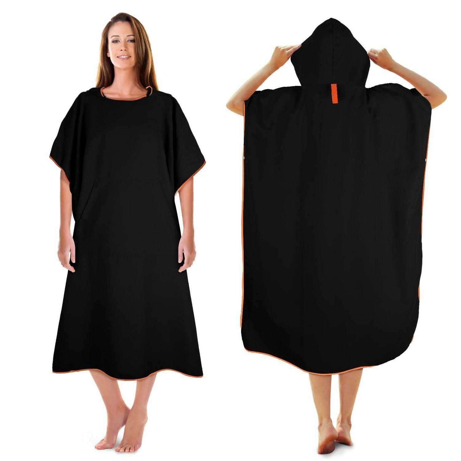 LuxusKollektion Poncho Badeponcho Damen Herren Mikrofaser Schwarz L (1-St)