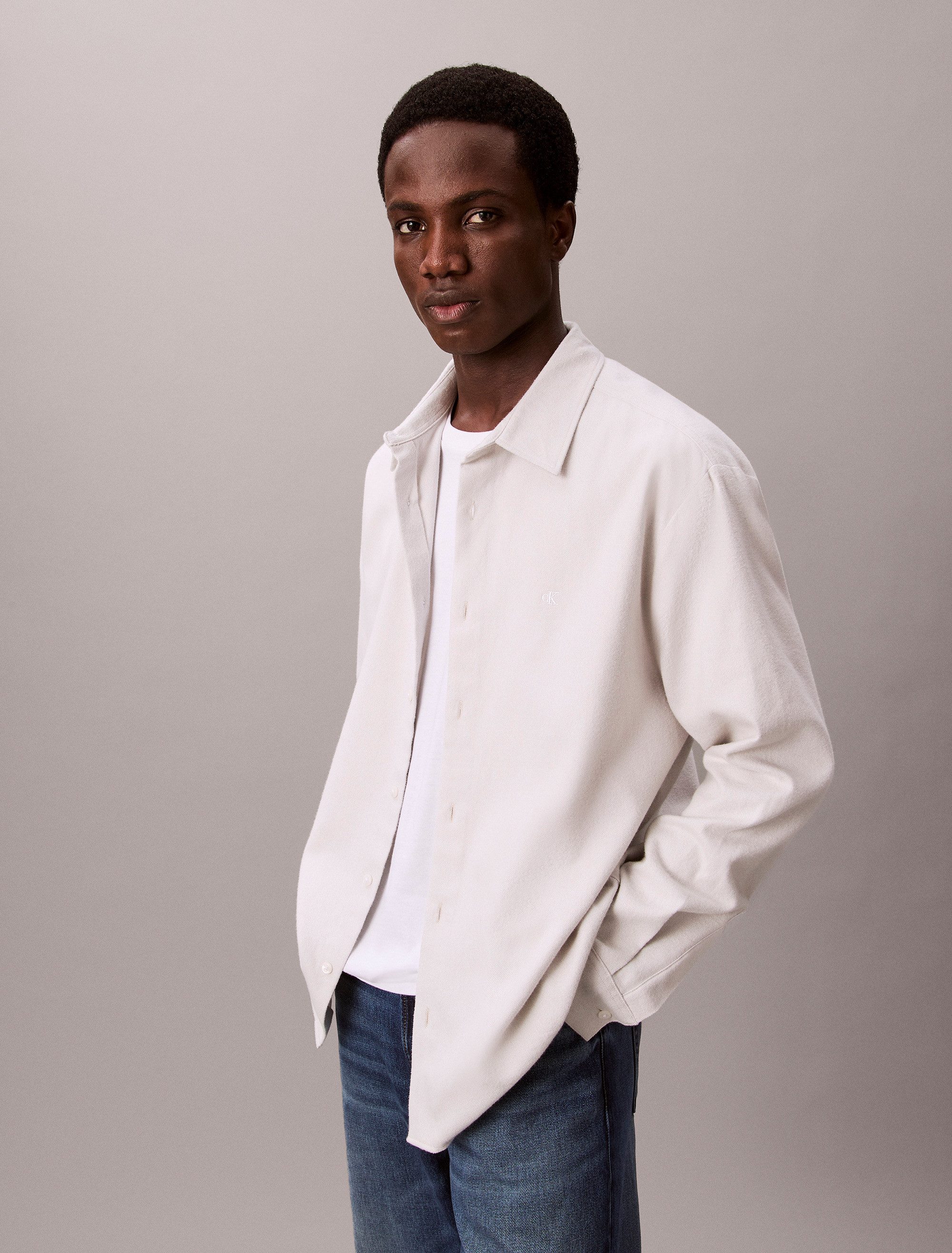 Calvin Klein Flanellhemd LS MELANGE FLANNEL EASY SHIRT Mit Rundhalsausschni günstig online kaufen