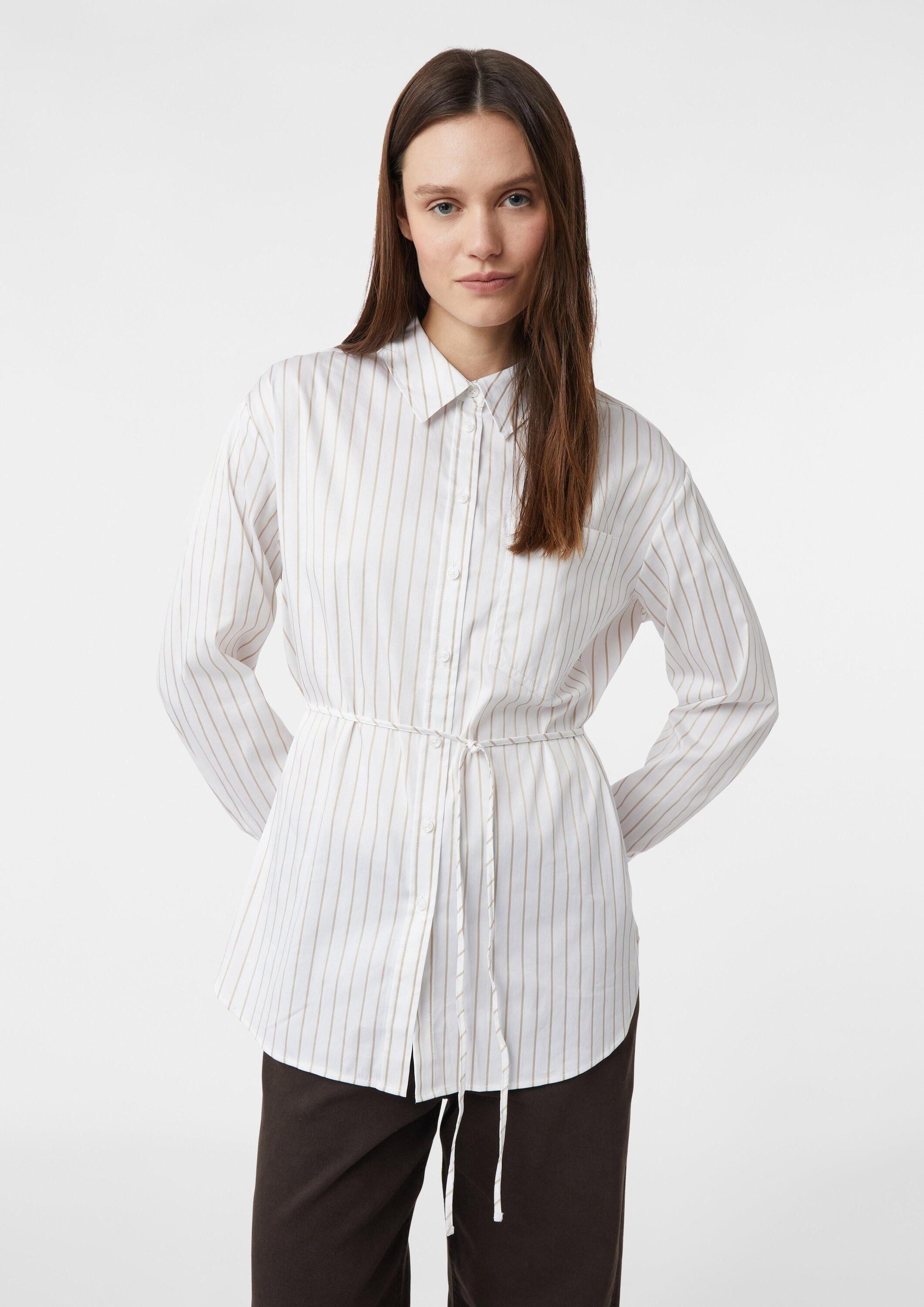 comma Langarmbluse Bluse Hemdbluse aus satiniertem Baumwollstretch