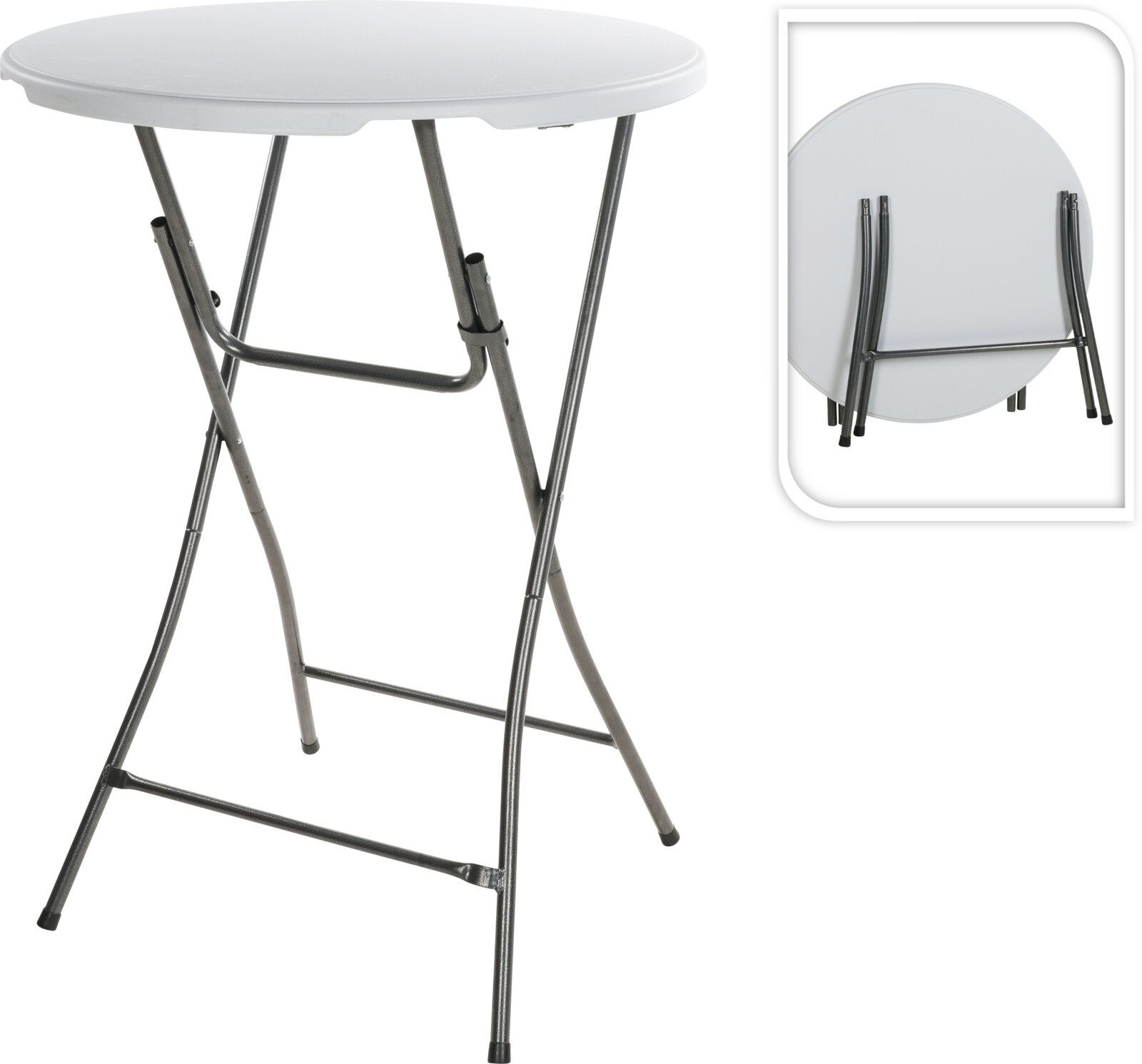 Koopman Stehtisch Bistrotisch Biertisch Ø 80 cm Rund klappbar 1/2/3 er Set (Set, 3-St., Packung), 3 Stk., Klappbar, Ø 80 cm, Rund, klappbar Kunststoff – Bild 2 von 5