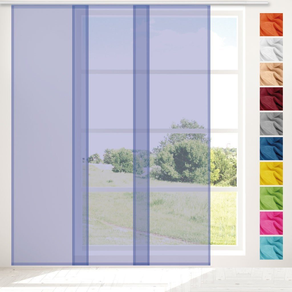 x 60cm Klettband Schiebegardine Bestgoodies, Transparente St), (1 Microfaser, (BxL), transparent, mit Blau Klettband 245cm Vorhang,