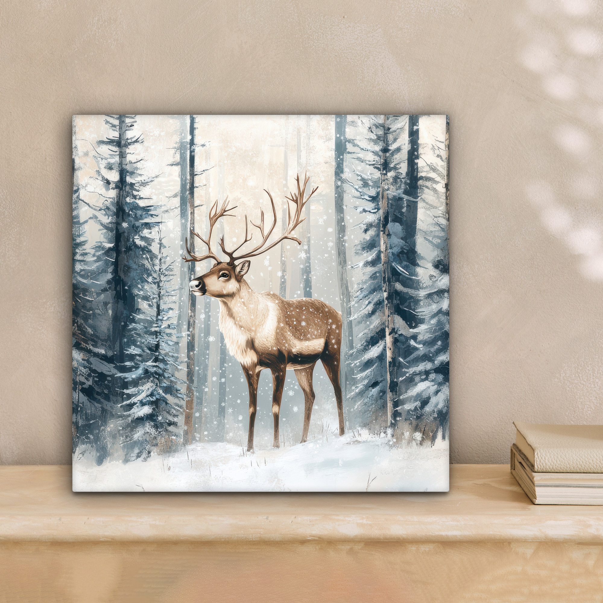 OneMillionCanvasses® Leinwandbild Rentier - Schnee - Wald - Weiß, Fotodruck günstig online kaufen