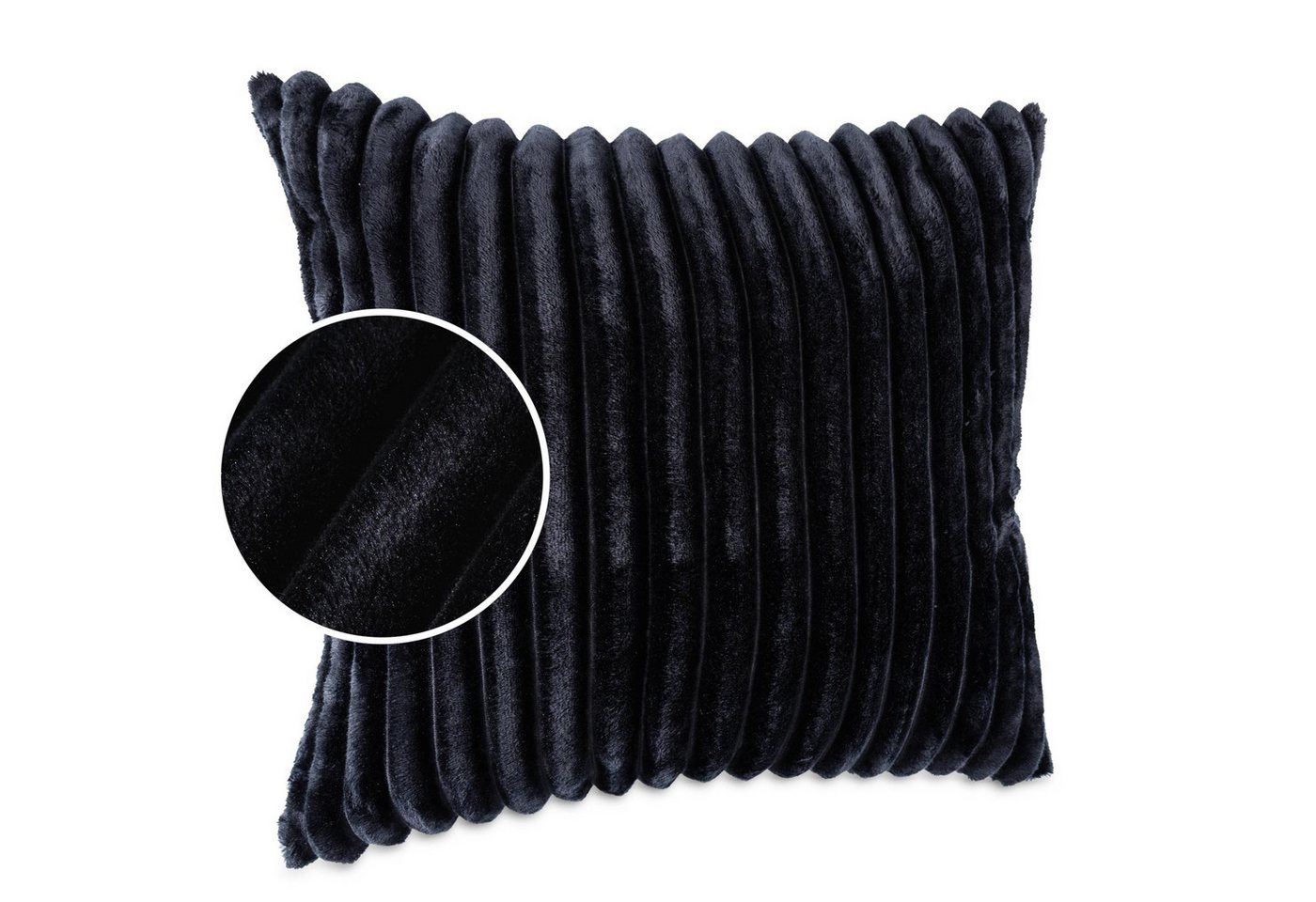 Kisska Dekokissen LILLI BIG CORD Velour Ambiente dekorieren, Kissenüberzug ohne Füllung BIG-Cord UNI 40x40cm Einfarbig Schwarzblau