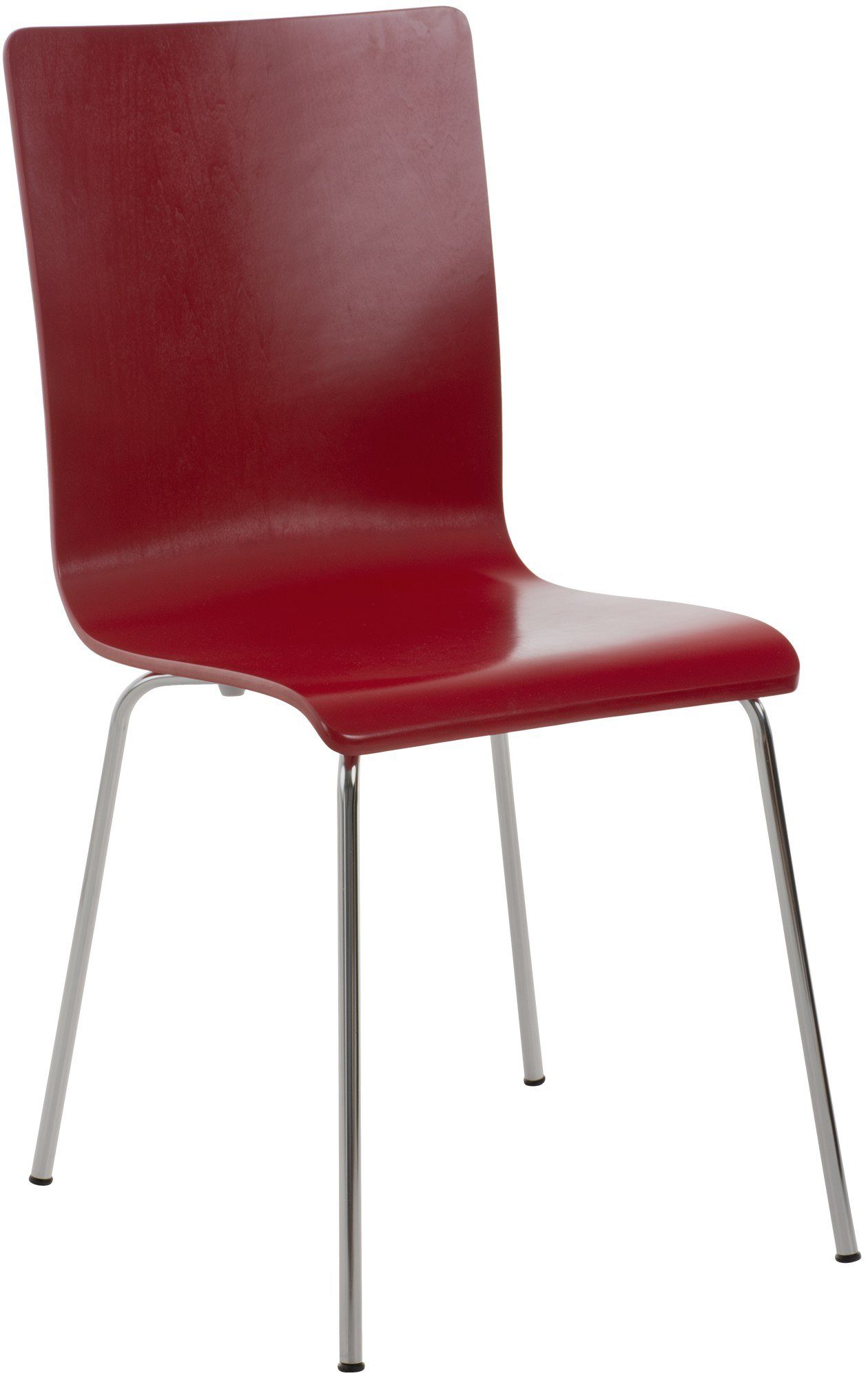 CLP Besucherstuhl Pepe, ergonomisch geformter Holzsitz & Metallgestell rot