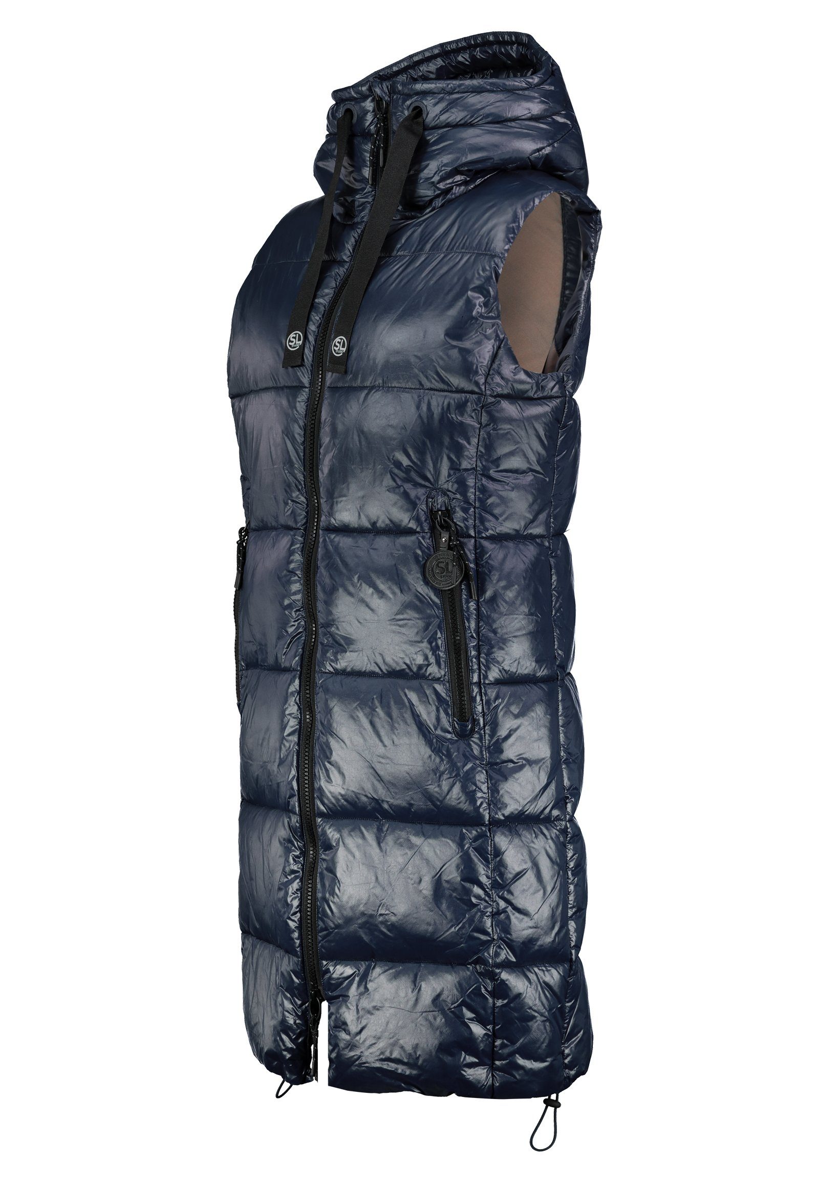 Fresh Made Steppweste Lange Stepp weste Kapuze Übergangs Herbst Frühlings Weste Windbreaker