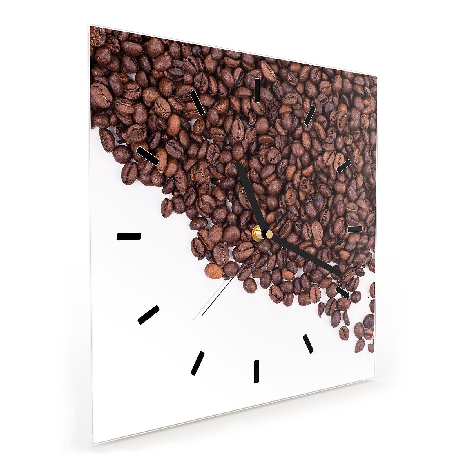 Primedeco Wanduhr Glasuhr mit cm Motiv 30 x Kaffeebohnen Wanduhr Größe Wandkunst 30