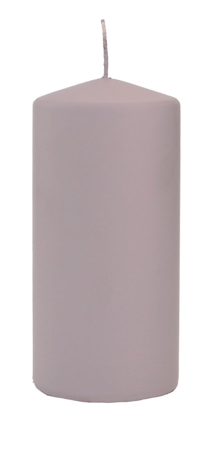 INNA-Glas Stumpenkerze LYCANTHIA, Frosted Pastel, mauve, 15cm, Ø7cm, 63h