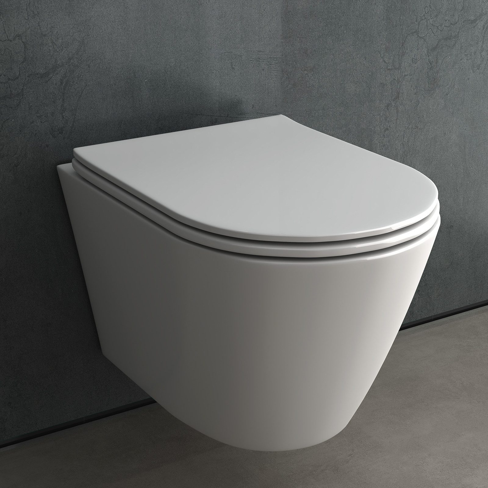 WC-Komplettset Spülrandloses WC – Toilette mit WC Deckel mit Absenkautomatik - Weiß