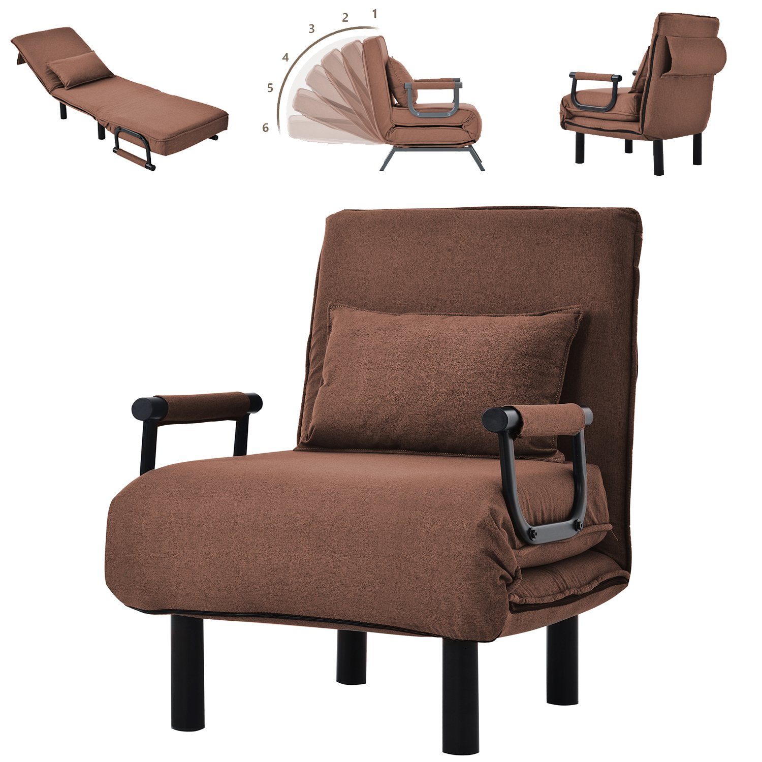 Dedom Relaxsessel Relaxsessel,Fernsehsessel,verstellbare Rückenlehne mit 6 Positionen Braun