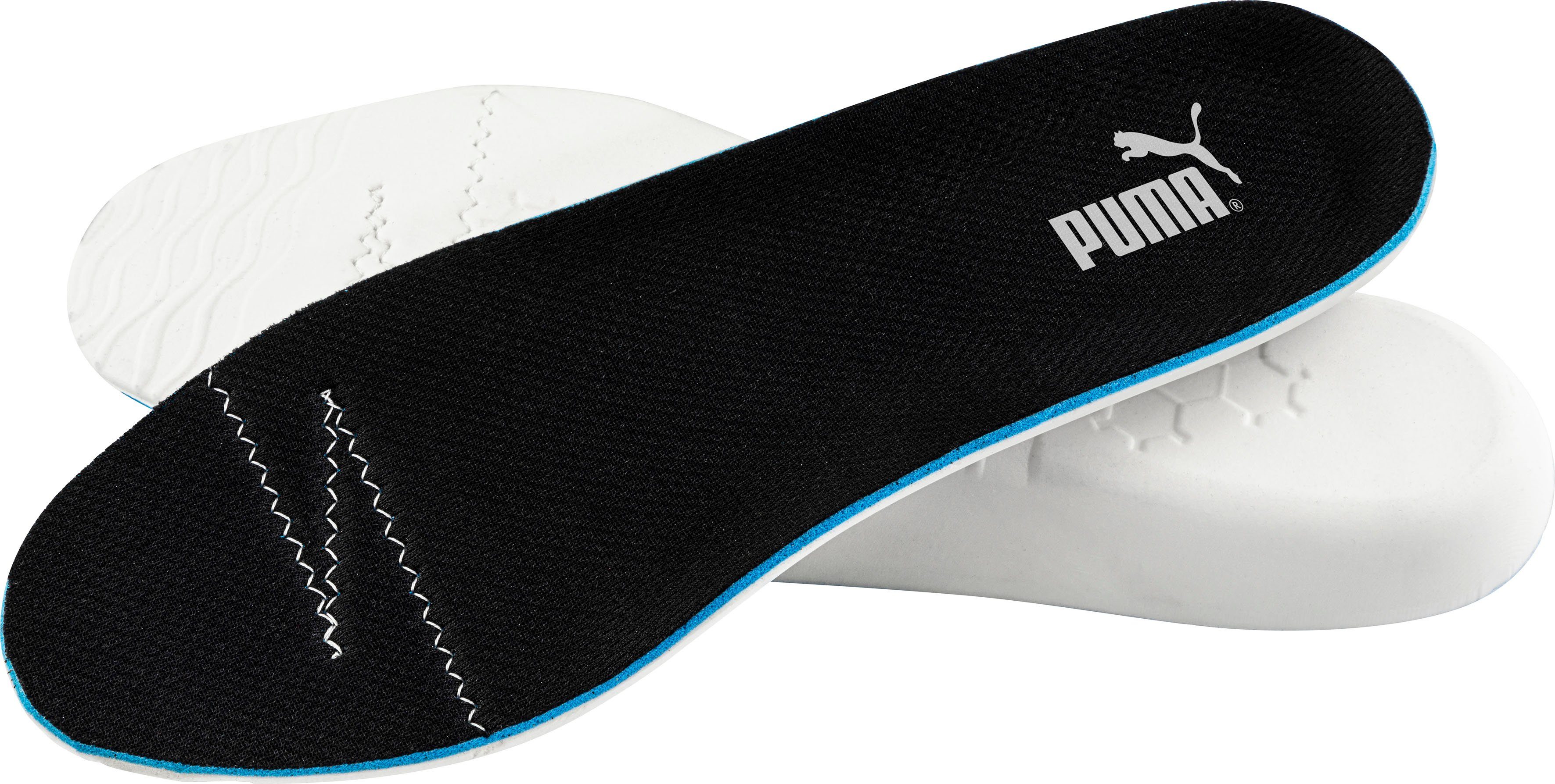 PUMA Safety Rio Black Low Sicherheitsschuh Sicherheitsklasse S3L FO SR evercushion RELIEF Premium Einlegesohle Ergonomische Leisten mit zusatzlichen Arch Support