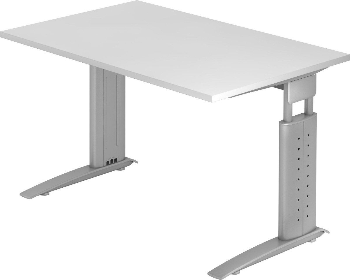 HAMMERBACHER Schreibtisch Schreibtisch C-Fuß 120x80cm Weiß/Silber