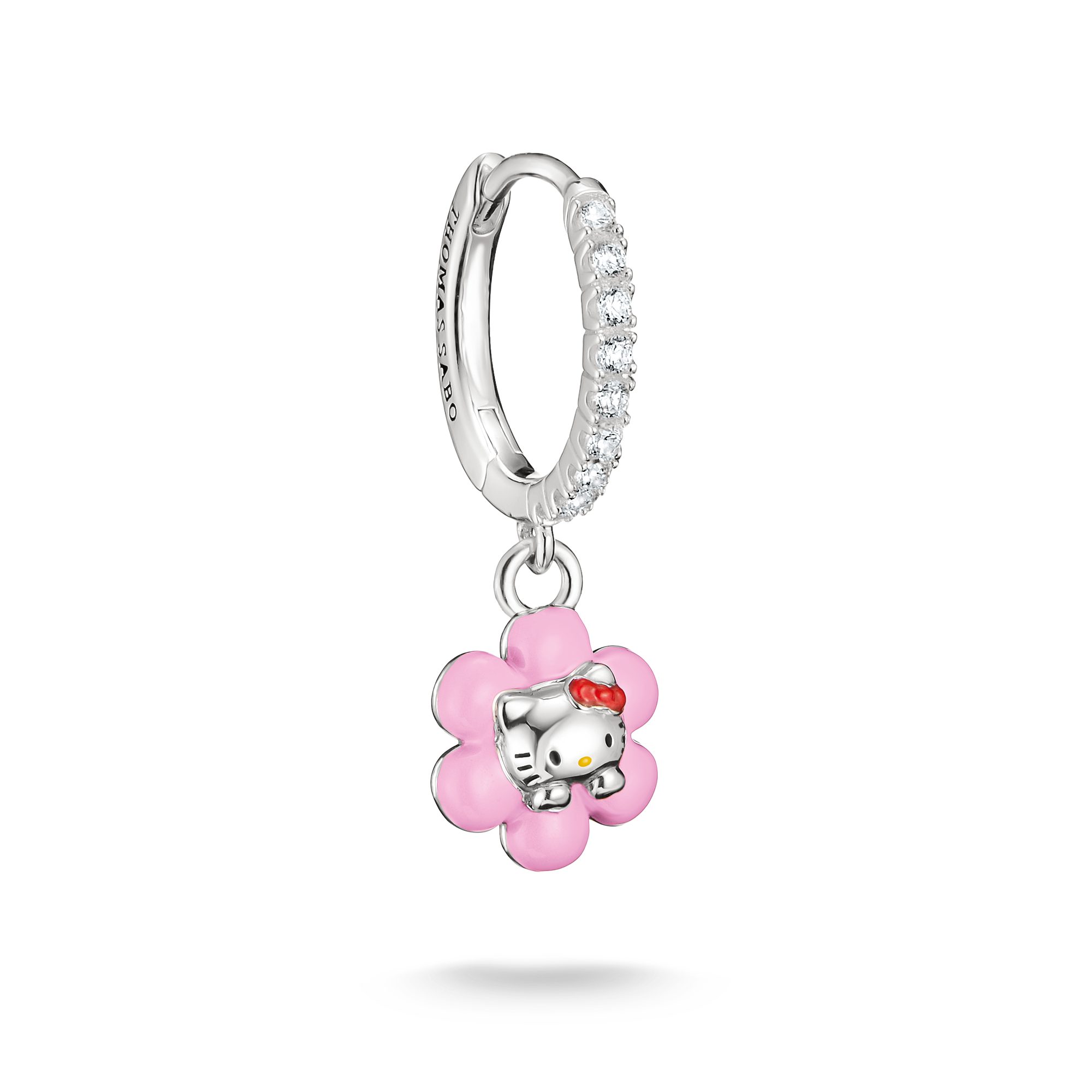 THOMAS SABO Single-Creole THOMAS SABO ♡ Hello Kitty Single Creole Blume, mit Zirkonia (synth) - Emaille