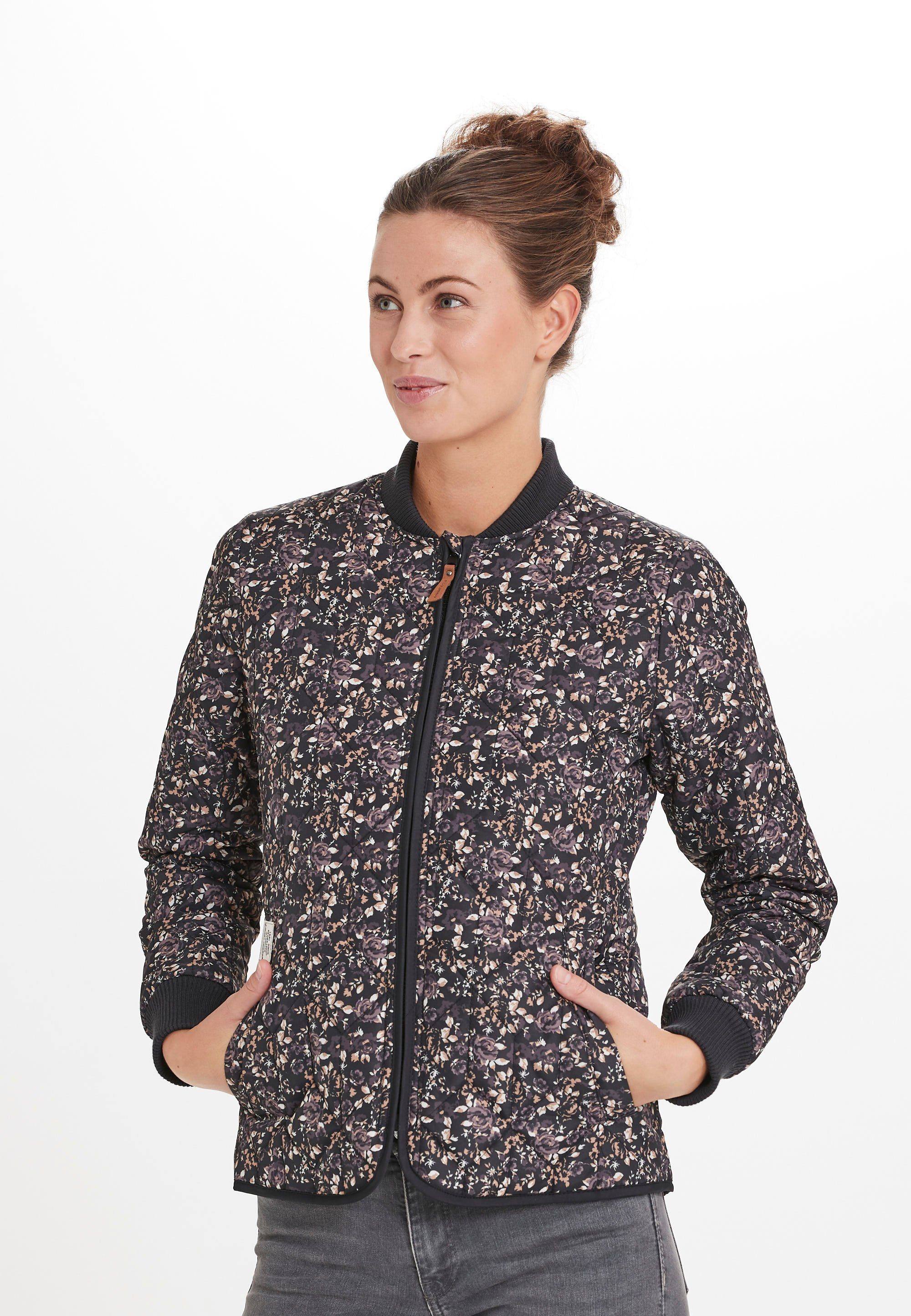 schwarz WEATHER Floral floralem REPORT Outdoorjacke mit Allover-Muster