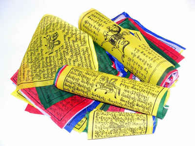 BUDDHA arts&more Fahne Rolle je 25 tibetische Gebetsfahnen 3 Größen