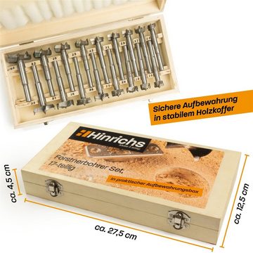 Hinrichs Forstnerbohrer Forstnerbohrer Set in Holz Aufbewahrungsbox, (Set, 17-tlg), mit 17 verschiedenen Bohrern