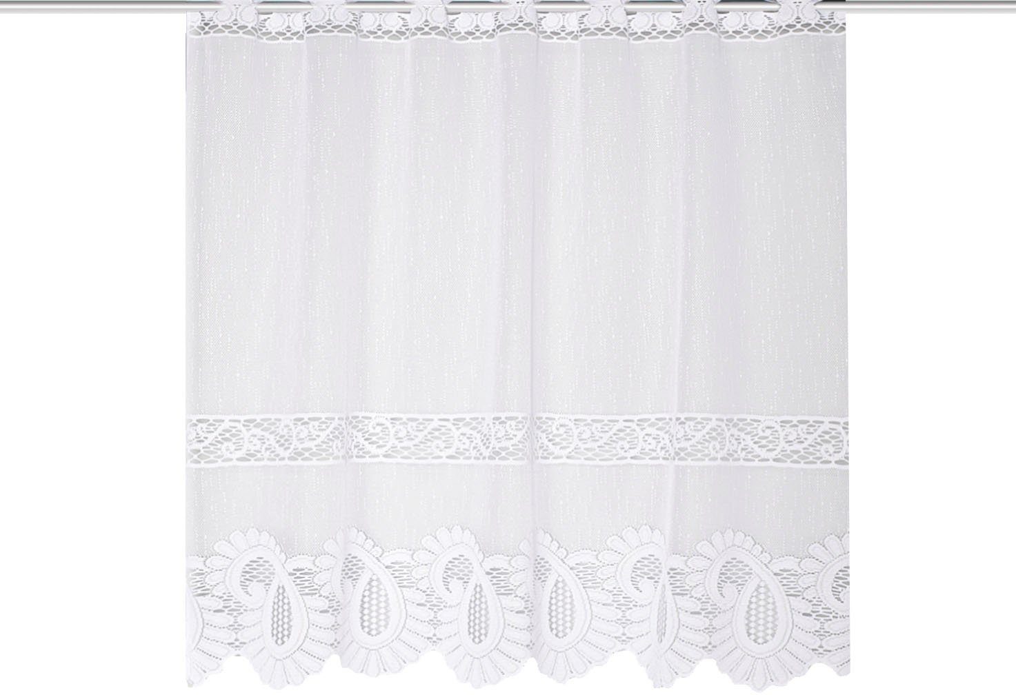 fein HOME Wirkware, LEONORA WOHNIDEEN, Jacquard Stangendurchzug LEONORA, transparent, (1 St), Scheibengardine Scheibengardine