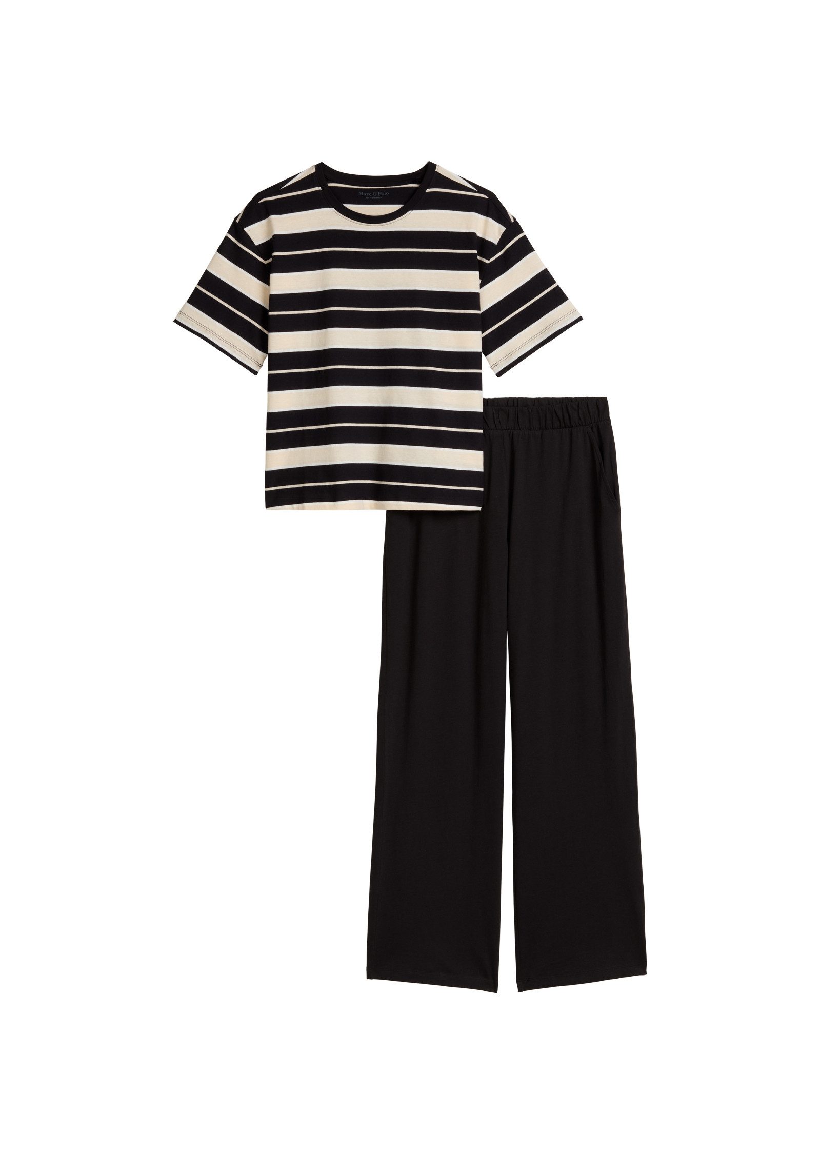 Marc O'Polo Pyjama Mix N Match Cotton (2 tlg) mit kurzem Arm, Hose mit Gummizug, Rundhalsausschnitt